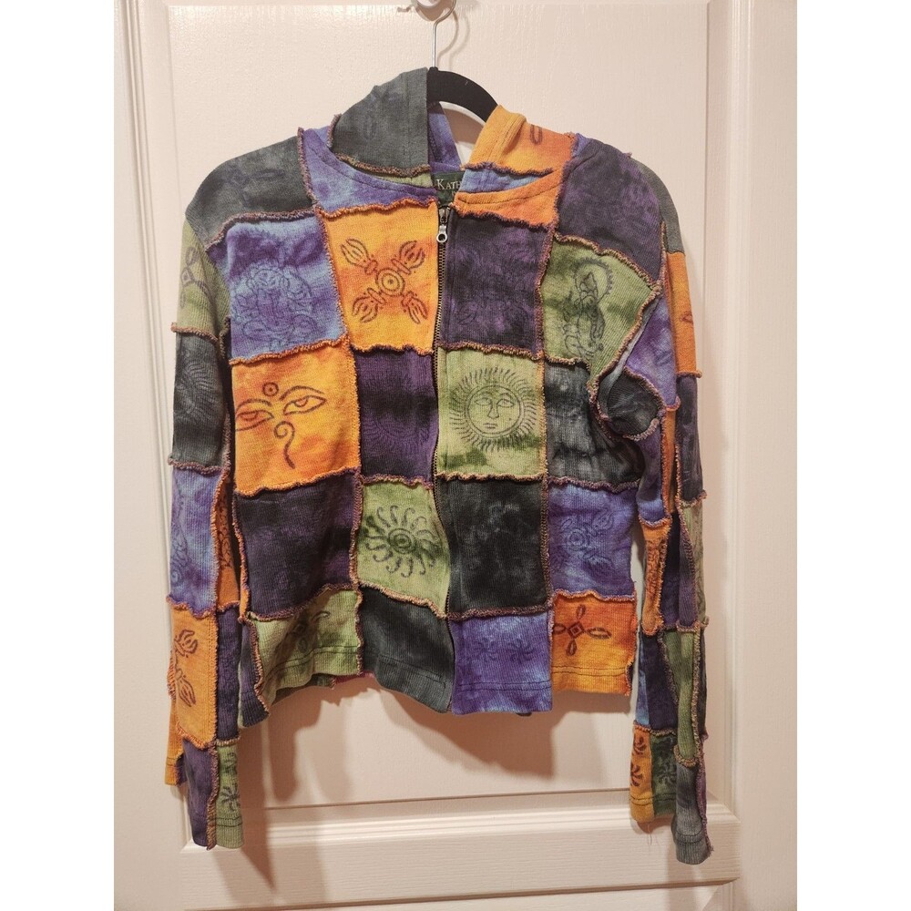 Kathmandu Imports Womens Sz M Boho Indie Hoodie Patchwork Wearable Art Fairycore